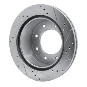 Chevrolet Silverado 2500 HD Brake Rotor (1) - Rear Left - R1 Concepts - Drilled & Slotted - Silver - `11-`25